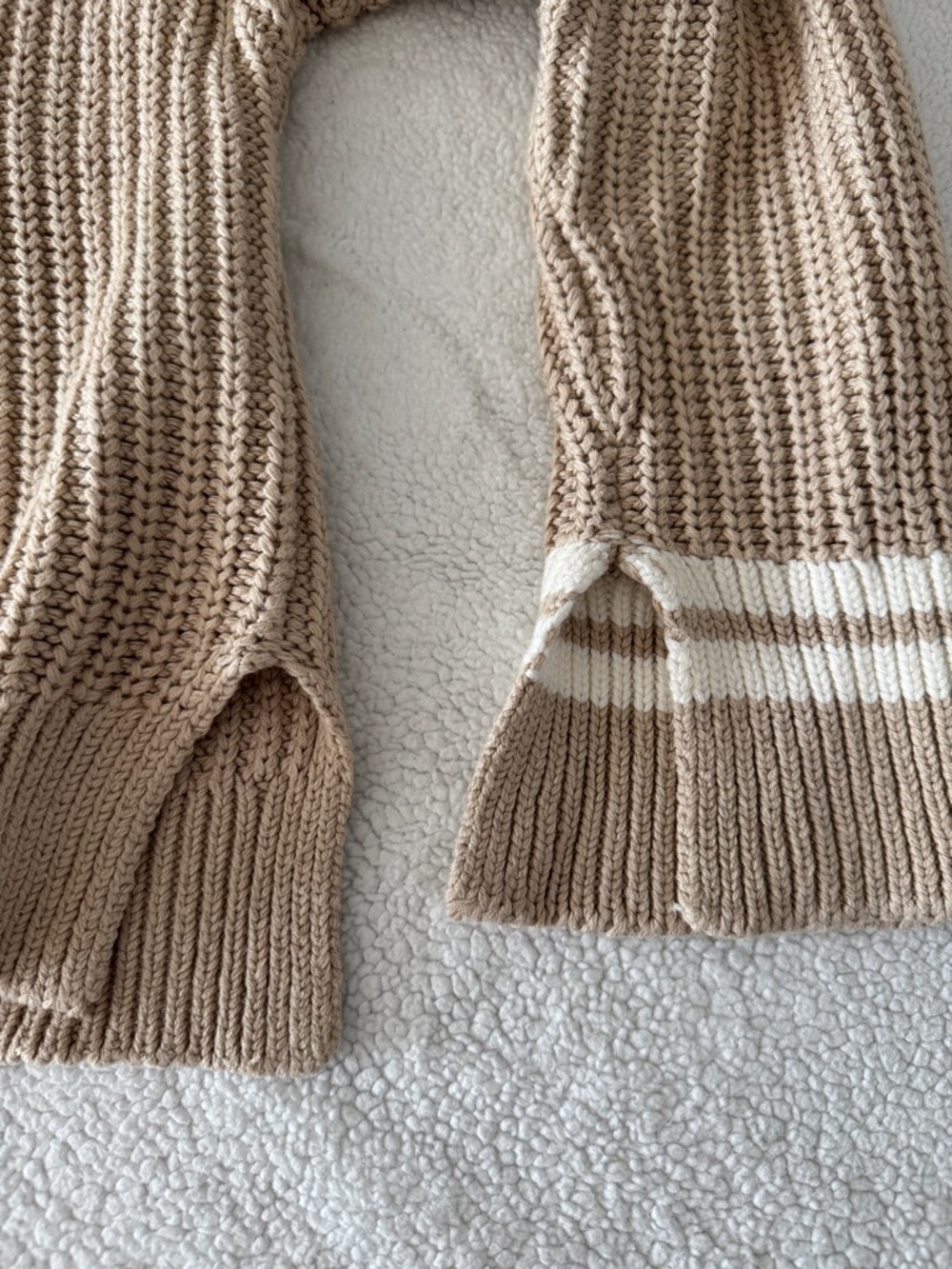 Women’s Cream-Tan V-Neck Knit Sweater - Picture 2 of 5